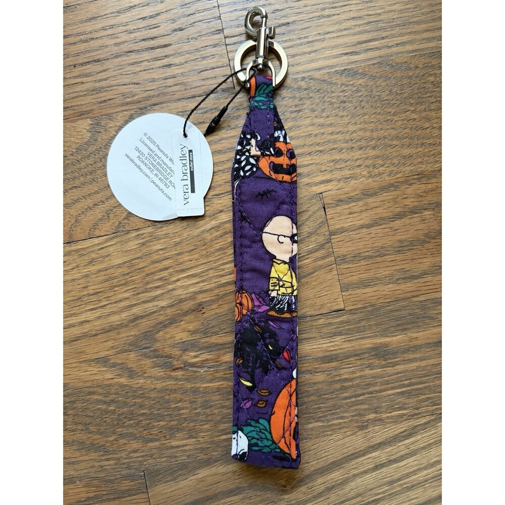 Vera Bradley Peanuts Wide Wristlet Strap Keychain HALLOWEEN INDIGO Snoopy NWT